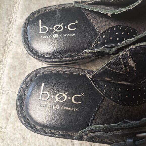 Boc Born Concept ADERYN Black Leather Clog Mules Womens Size 7M Comfort NURSING - Picture 5 of 15